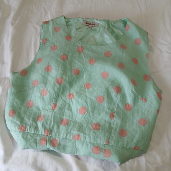 Sweet Miss Large Mint Green & Pink Polka Dot Fit and Flare Dress sz Large - Picture 7 of 13